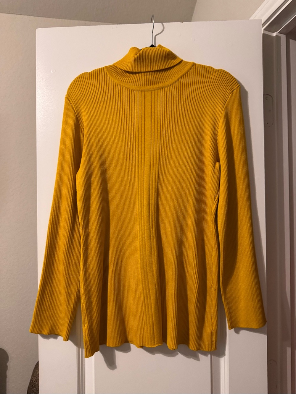 Ashley Stewart Mustard Ribbed Turtleneck Sweater